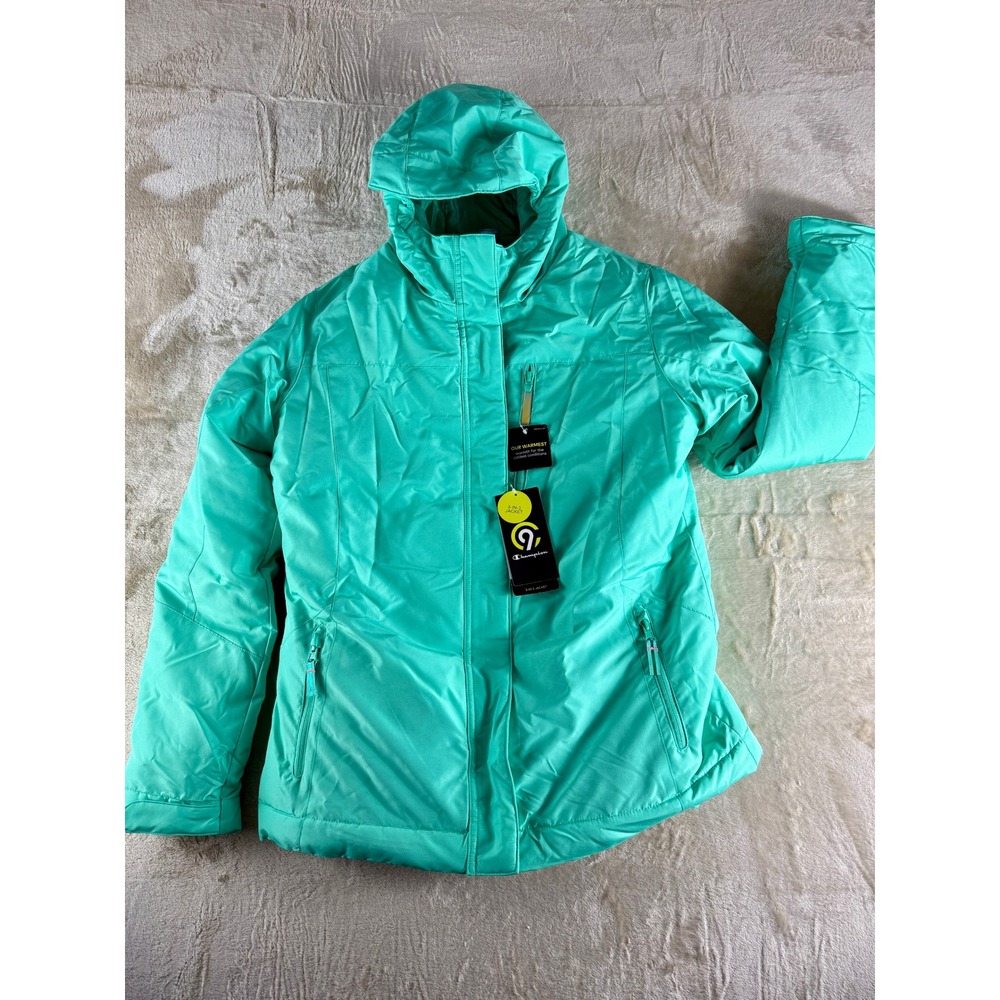 Champion Girls 3-in-1 Reversible System Winter Jacket Green Hooded XL‎ 14-16 NEW